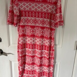 LuLaRoe coral and White Floral  Dress